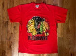Chicago Blackhawks Vintage Nutmeg/Lee T-Shirt Size Large - Picture 1 of 3