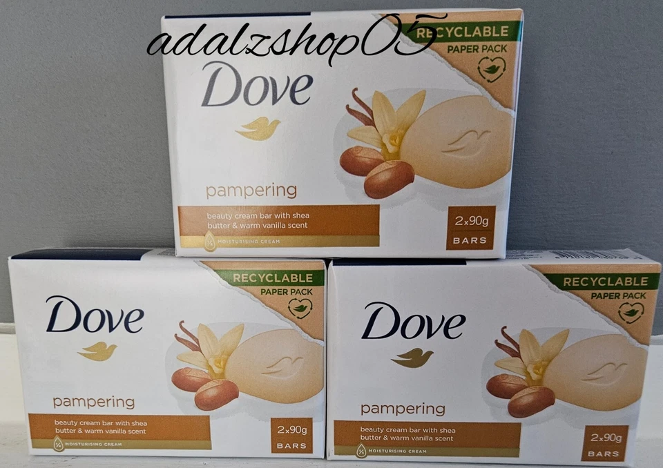 Dove Shea Butter Beauty Cream Soap Bar, Purely Pampering 6 bars x90g. - Image 1 of 1