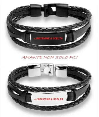 Bracciale Braccialetto Uomo / Donna - personalizzato con incisione - idea regalo - Immagine 1 di 2
