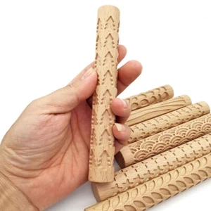 1PC Pottery Tools Wood Hand Rollers for Embossing Stamp Ceramic Clay Baking Tool - Bild 1 von 25