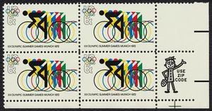 #1460 6c 1972 Olympics, Zip Block [LR] Mint **ANY 5=FREE SHIPPING** - Picture 1 of 1