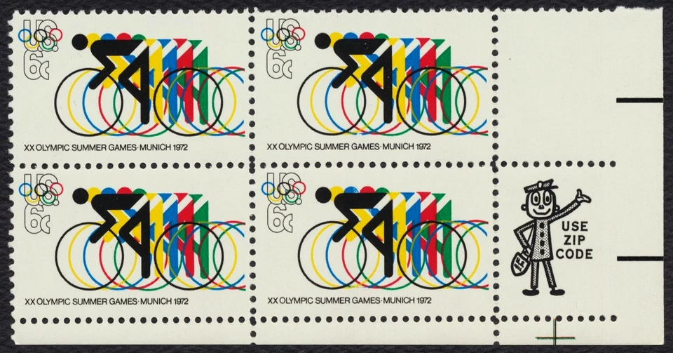 #1460 6c 1972 Olympics, Zip Block [LR] Mint **ANY 5=FREE SHIPPING** - Image 1 of 1
