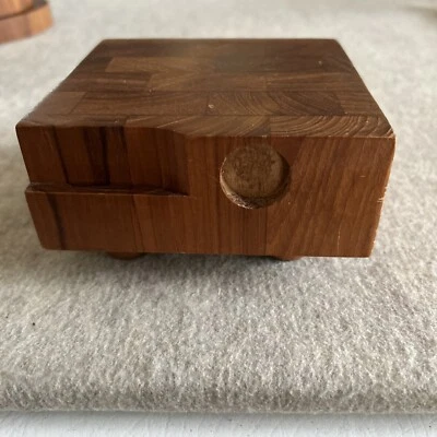 Teak Cheese Cutting Block 5" Square Genuine Teakwood Mid-Century Cutting - Image 1 of 3