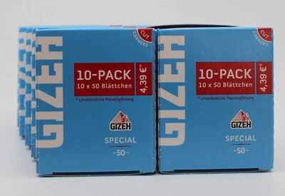 10x10er GIZEH Special Blau Zigarettenpapier Papers 10x10x50 Blatt *NEU*