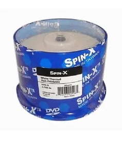 50 Spin-X 16X DVD-R White Thermal HUB Printable Disc 4.7GB [Everest Compatible] - Picture 1 of 1