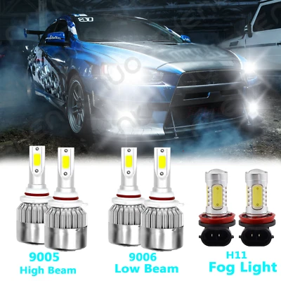 For Mitsubishi Lancer 2008 2009 2010 2011 2012 2013 LED Headlight+Fog Light Bulb - Image 1 of 4