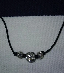 Silpada Sterlingsilber Kristall Kugel schwarz Kordel Halskette 16" N2332 neu mit Box - Bild 1 von 5