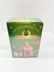 Heiliges Land handgefertigte Olivenholz Bethlehem Stille Nacht musikalische Krippe 8 Zoll - Bild 1 von 7