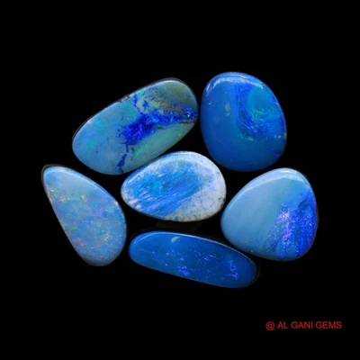 27.00 Cts Mix Doublet Opal Cabochon Lab-Created 6 Pcs Lot 8X12X4 mm TO 8X15X4 mm - Image 1 of 4
