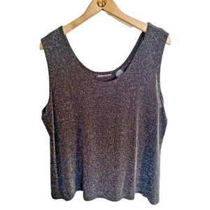 Impressions Damen Vintage schwarz glitzerndes Muschel Top Gr. XL mit gewebtem Glitzer - Bild 1 von 9