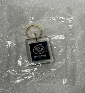 VTG Intel Inside Pentium Processor Keychain with CPU Chip Lucite Acrylic 90s NOS - Picture 1 of 11