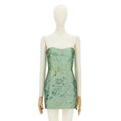 Vestido corto Gucci verde sin tirantes brocado cojo - Nuevo con etiquetas 813035 Foto 1 de 4