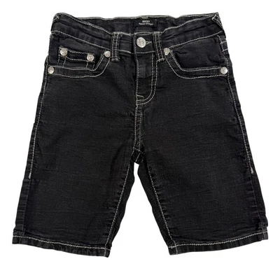 True Religion Ricky Relaxed Straight Kids Black Wash Denim Shorts Size 12 K31 - Image 1 of 4