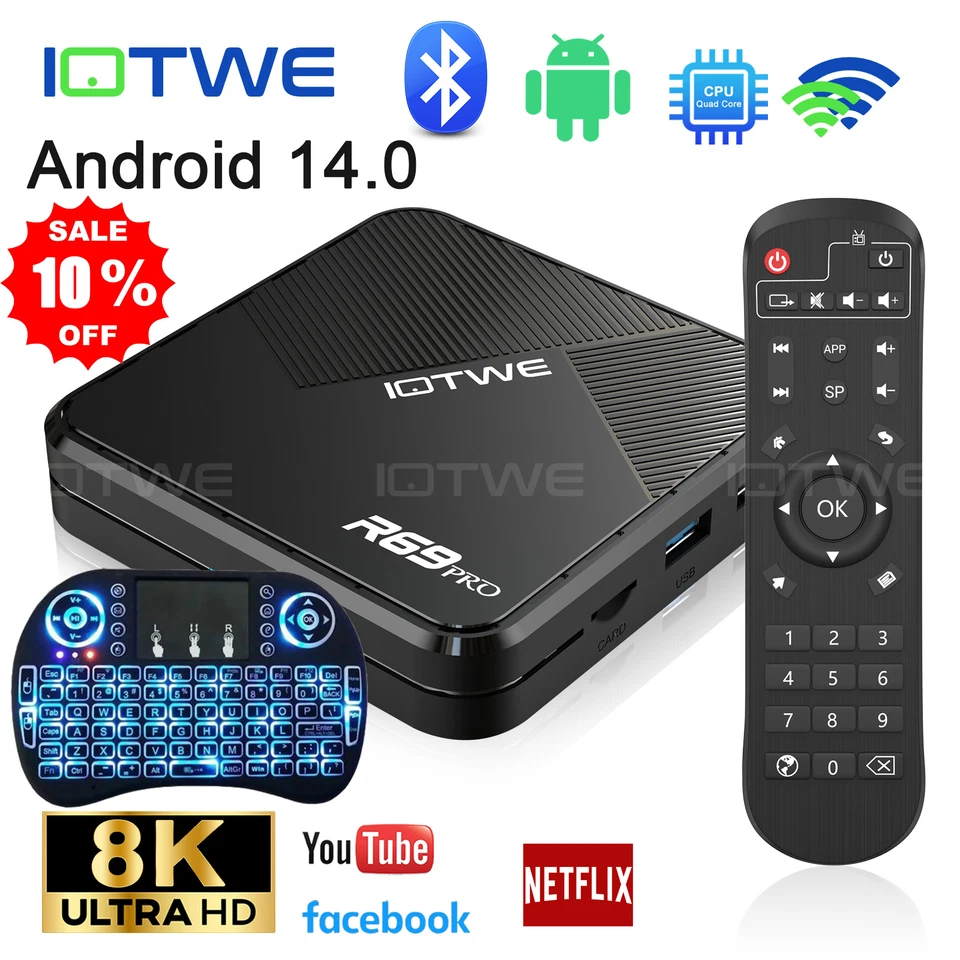 Smart TV BOX Android14 8K Ultra 128 GB 1000M WIFI Media Player Octa Core HDR new - Bild 1 von 4