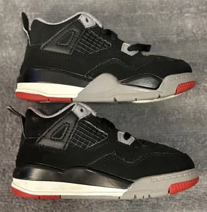 Nike Air Jordan 4 IV Retro TD Bred BQ7670-060 Toddler Size 7C - Picture 1 of 7