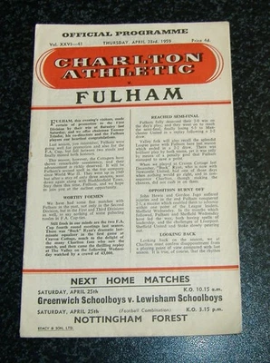 Charlton v Fulham 1958/59 - Image 1 of 2