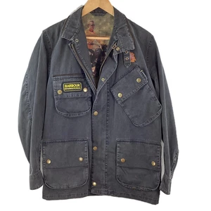 Barbour International Steve McQueen Faded Black Denim Motorcycle Jacket M - Picture 1 of 9