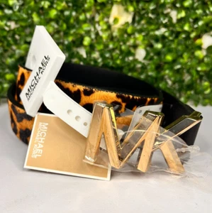 MICHAEL KORS Women's Haircalf Leopard Buckle Belt 32mm (MULTIPLE SIZES) NEW! - Picture 1 of 6