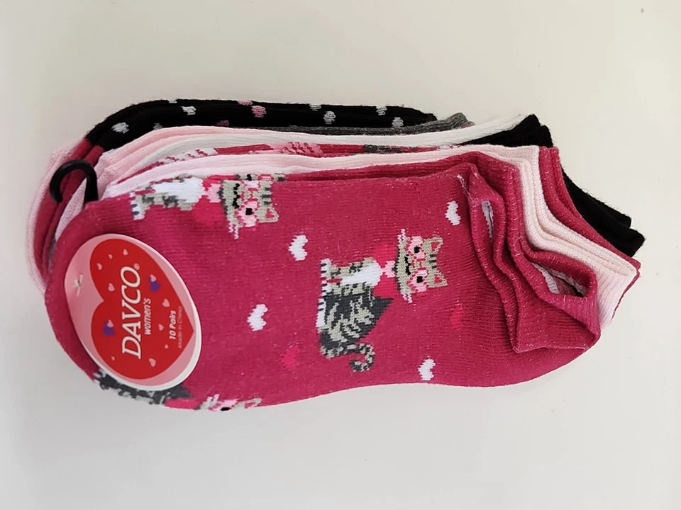 Mujer Calcetines x10 Gatos Gatitos Divertido Lindo Rosa Calcetín Talla 9-11 Zapato Talla 4-10 Nuevo Con Etiquetas Foto 1 de 4