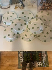 Obrarte Ceramica Portugal Green Shamrock Clover Leaf 8-5/8" Salad Luncheon Plate - Picture 1 of 10