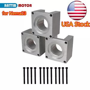 【USA】3 Pezzi Nema23 Staffa di Montaggio Motore Sedile Motore Base Alluminio + Viti - Foto 1 di 12