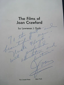 THE FILMS OF JOAN CRAWFORD - SIGNED & INSCRIBED by CRAWFORD to Her Uncle, 1st Ed - Imagen 1 de 1