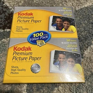 KODAK Premium Picture Paper, 100 sheets, High Gloss - 4"x 6" New Sealed Inkjet - Picture 1 of 2