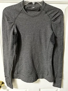 Lululemon Think Fast Long Sleeve Size 4 Heathered Herringbone Soft Rulu Black - Picture 1 of 19