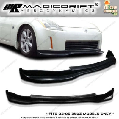 For 03-05 Nissan 350z Z33 JDM GT Style Add-on Front Bumper Curved Lip Splitter - Image 1 of 3