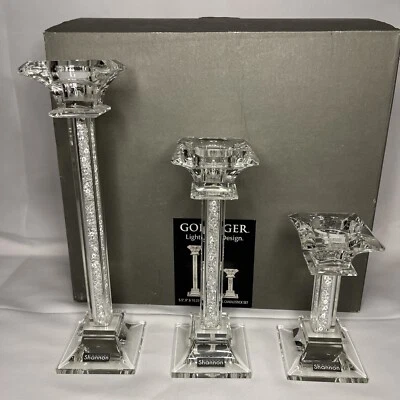 Godinger Galaxy Crystal Square Candlesticks Set of 3 Candle Holders, Home Decor - Image 1 of 4