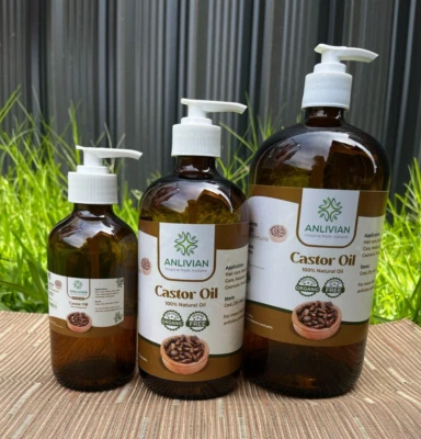 CASTOR OIL ORGANIC - 100% PURE - Natural Premium Grade Cold Pressed HEXAN - image 1 of 4