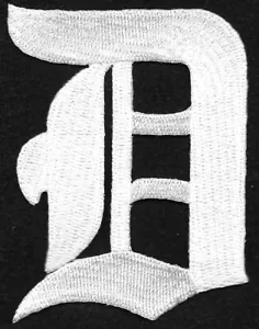 3" Fancy White Old English Alphabet Letter D Embroidered Patch - Picture 1 of 1