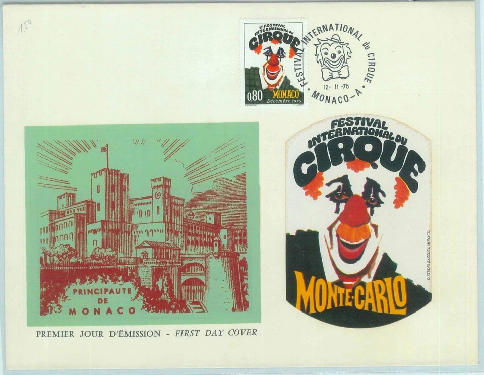 84125 - MONACO - Postal History -  Large FDC COVER 1975 - CIRCUS - Image 1 of 1