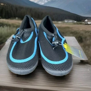 New Tek Gear Water Shoes Kids Black Blue Sz Small 1/2 Quikdry Antislip Beach - Picture 1 of 8
