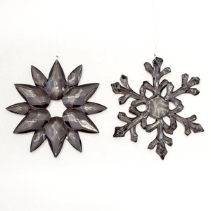 Christbaumschmuck Hänger Schneeflocke 2er Set anthrazit Eiskristall Fensterdeko - Bild 1 von 1