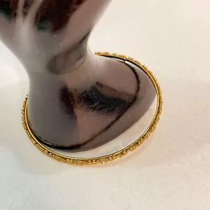 Thin Bangle Bracelet Gold Tone Rope And Ball Pattern - Picture 1 of 6