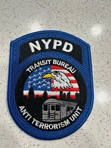 NYPD New York Police Department Transit Bureau Anti Terrorism Unit Patch - Picture 1 of 3
