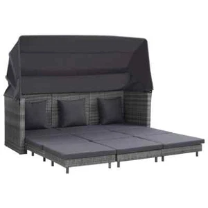 Poly Rattan Sonneninsel Sonnenliege Sitzgruppe Garten Garnitur Lounge mit Dach - Bild 1 von 28