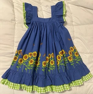 Eleanor Rose Field of Gold Sunflowers Lettie Dress Flutter Sleeves EUC Size 5/6 - Picture 1 of 3