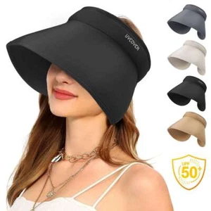 Women Sun Visor Hat Foldable Wide Brim Hat UV Protection Summer Beach Travel Cap - Picture 1 of 18