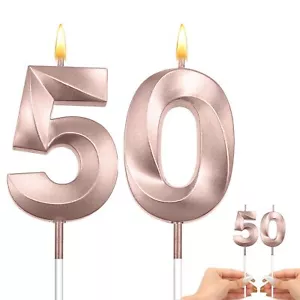 Rose Gold 50th Birthday Cake Topper & Candles - Decorations for Women - Picture 1 of 7
