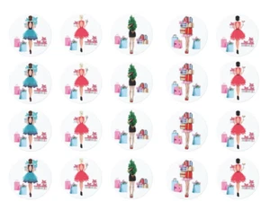 50 Christmas Fashion Girl Stickers Fashionista Holiday Present Lady Sticker Set - Picture 1 of 11