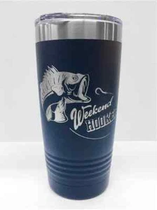 NAVY BLUE " WEEKEND HOOKER " POLAR CAMEL 20oz Laser-Engraved Insulated Tumbler - Picture 1 of 1