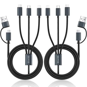 Multi Charging Cable 5 in 1 2 Pcs 4FT USB C/A Multi Charger Cable to -C/Micro... - Picture 1 of 7