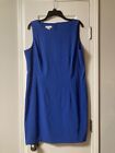 Womens Kim Rogers Plus Solid Blue Sleeveless Professional Dress Size 18