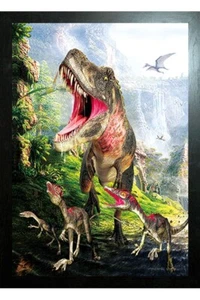 ARTE FANTASÍA ENMARCADO NEGRO - IMPRESIÓN DE IMAGEN 3D GRUPO DINOSAURIO 325mm x 425mm - Imagen 1 de 2