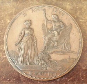 FRANCE-1769/1869-NAPOLEON Ist BIRTH CENTENIAL -XL LARGE COPPER by DUBOIS - Picture 1 of 2