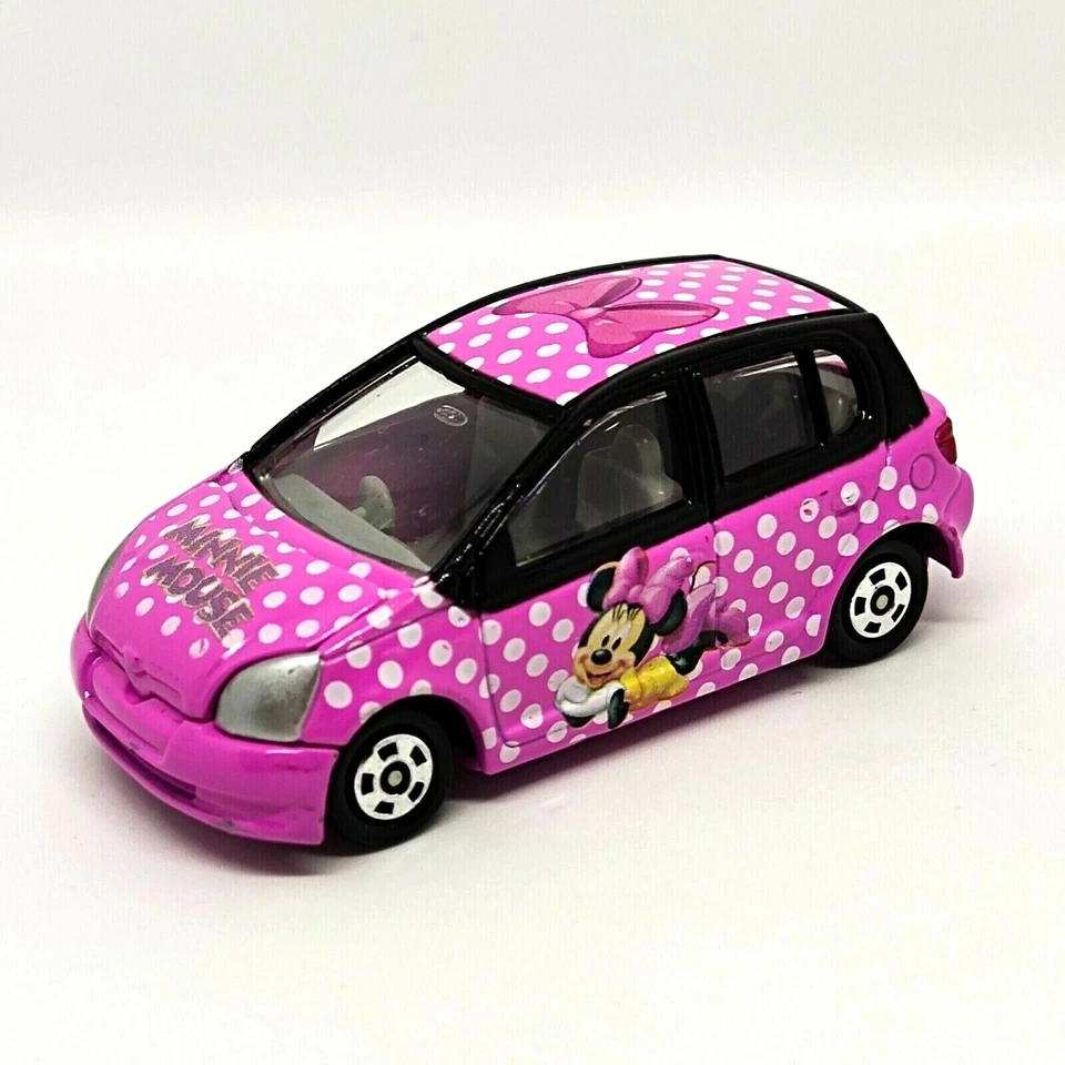 Disney Motors Takara Tomy Tomica Toyota VITZ Pink Minnie Mouse Car Model Vehicle - Image 1 of 4
