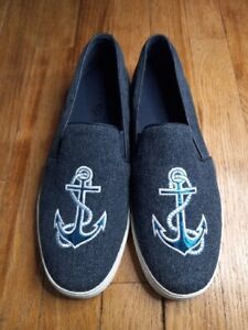 Katy Perry Canvas Shoes Slip-On The Kerry Anchor Sz 9 Loafers Boat shoe - NEW
