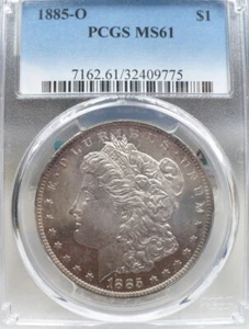 1885-O $1 MORGAN SILVER DOLLAR, PCGS MS 61, PROOFLIKE MED MIRRORS, NICE+, C586 - Picture 1 of 2